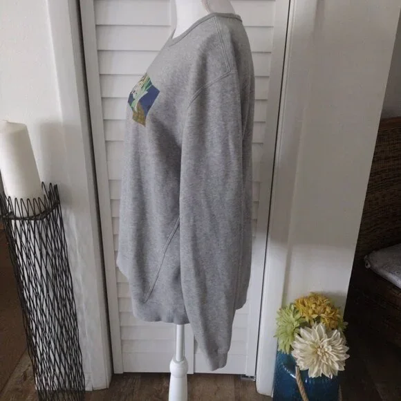 Hurley fleece‎ lined gray women's sweatshirt tropical logo long sleeve Sz L - Picture 5 of 9